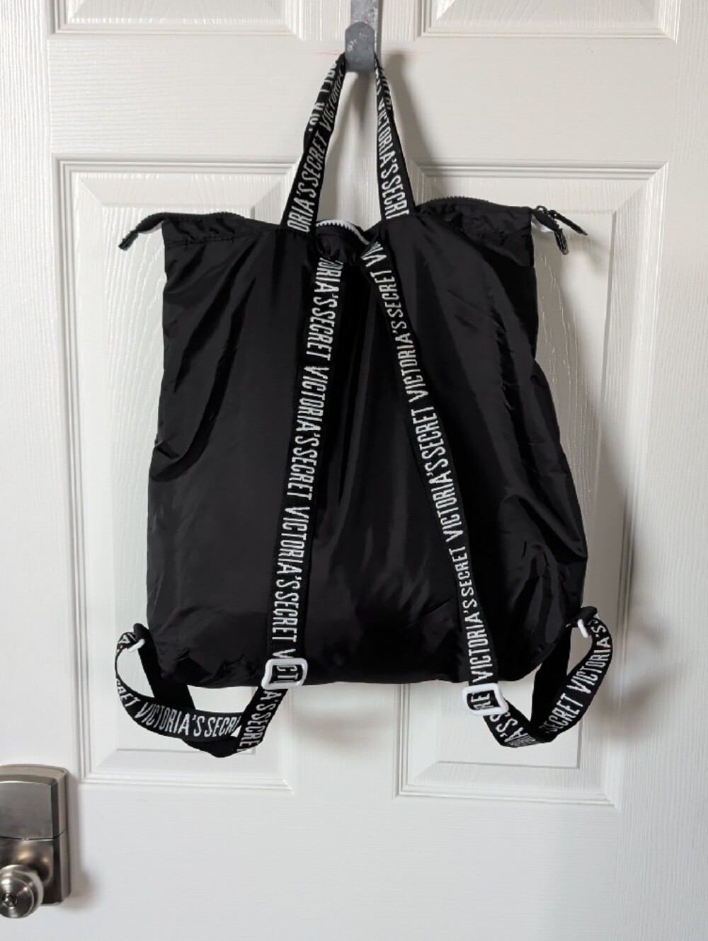 Victoria's Secret Black Backpack with Hot Pink Logo - Picture 2 of 2